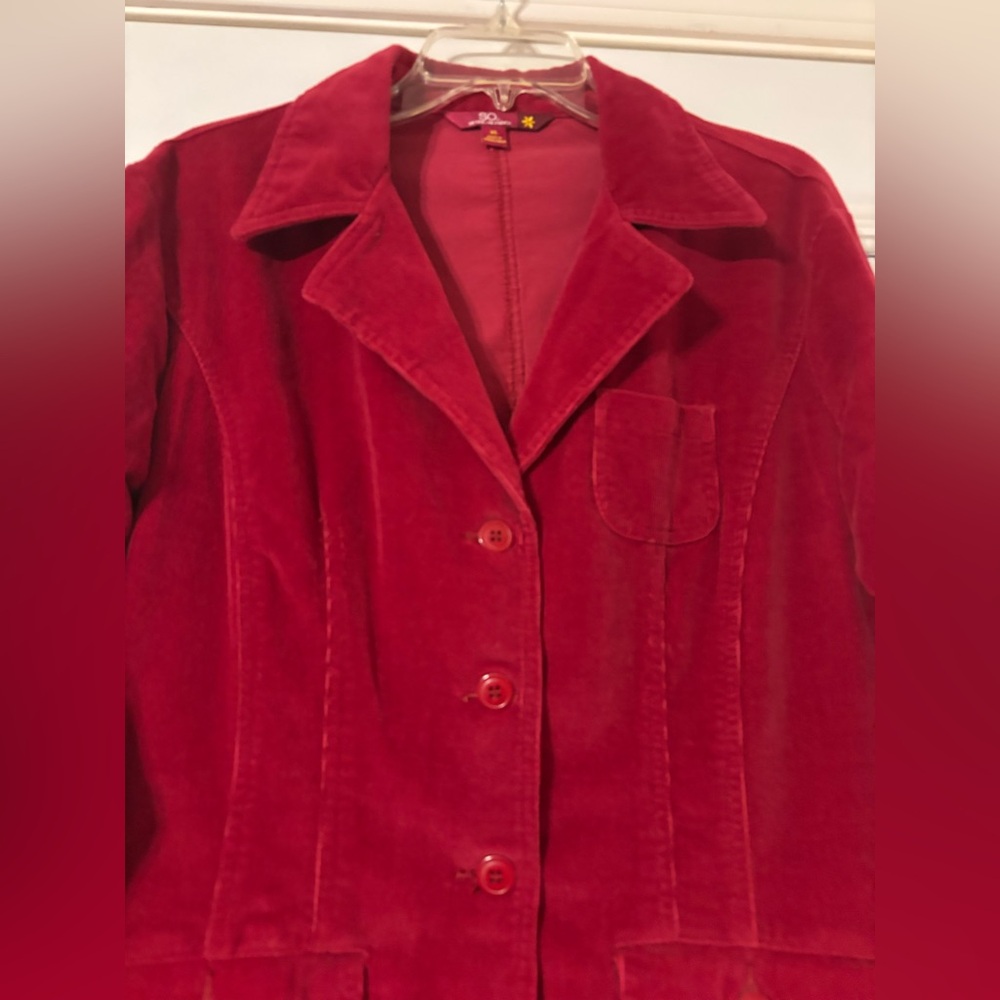 SO Raspberry Corduroy Button-Front Blazer - Picture 10 of 12